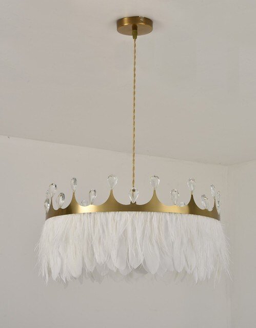 Room Creative Crystal Crown  Feather Chandelier lamps Warm And Romantic Master Bedroom Princess lamp