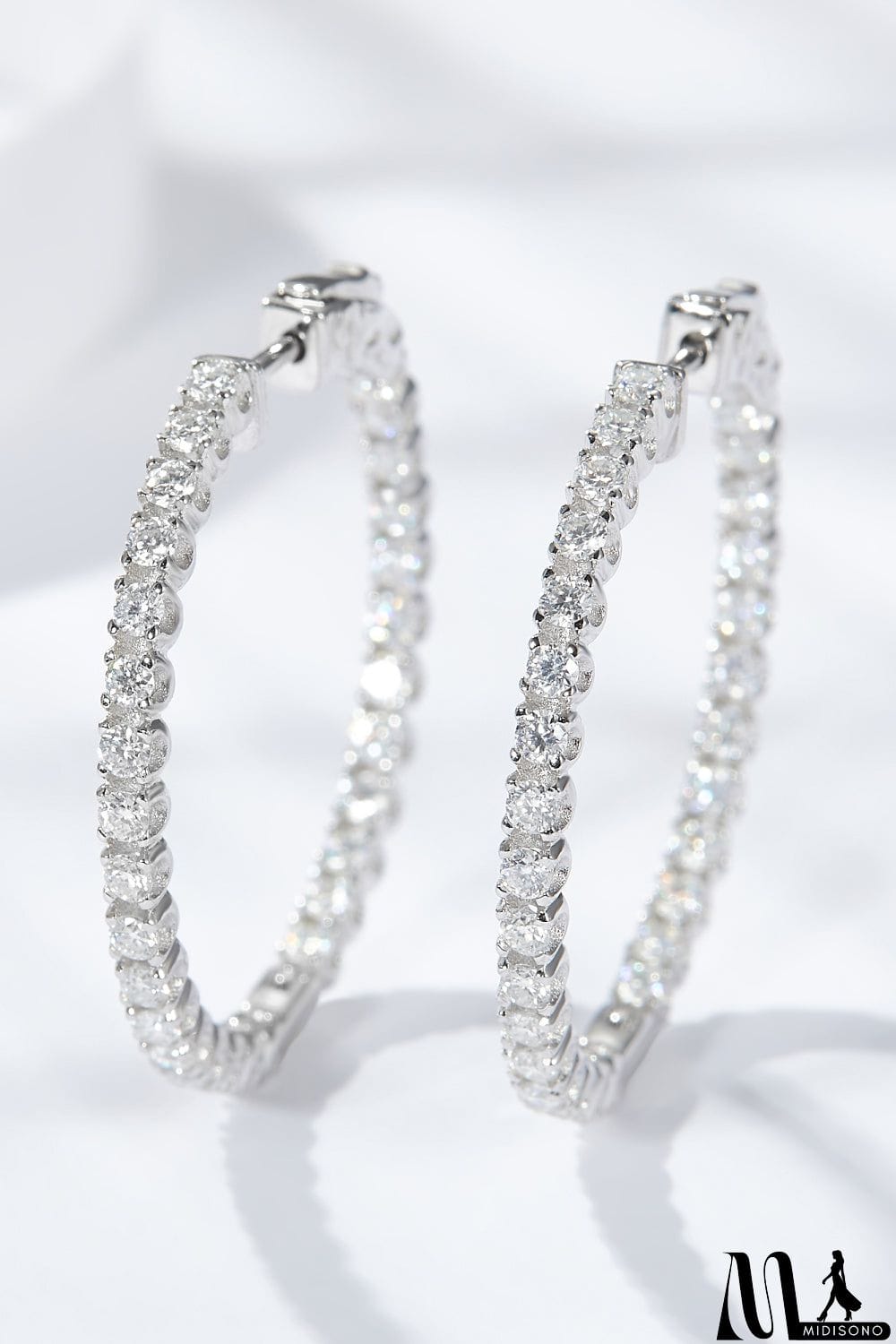 MidiSono - Inlaid Moissanite 925 Sterling Silver Hoop Earrings