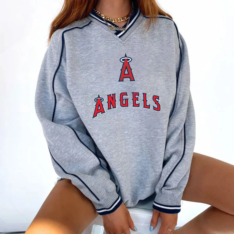 Women's  Vintage Support Los Angeles Angels Baseball Print Sweatshirt