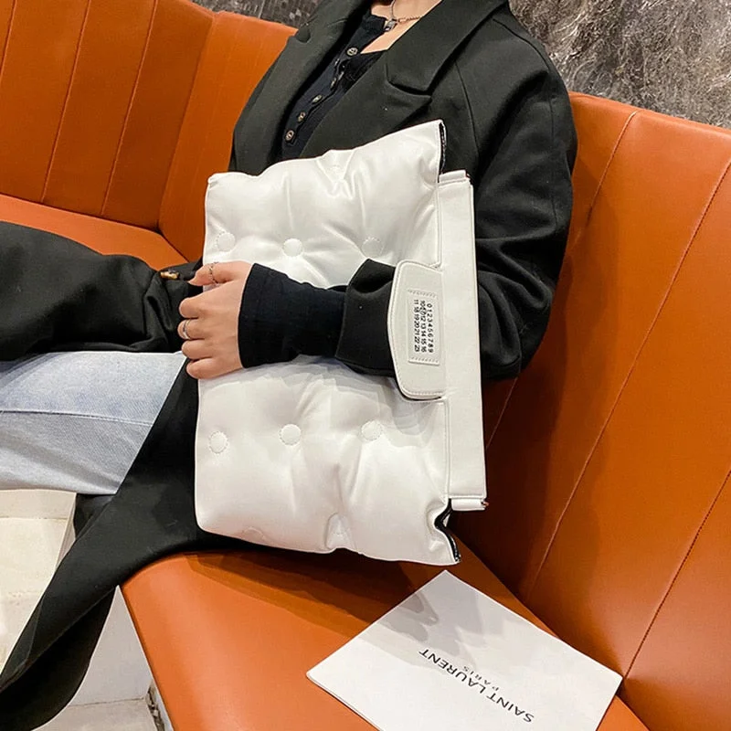 էѧӧܧ Designer Clouds Clutch Bag Women Luxury Pu Leather Space Cotton Shoulder Crossbody Bags Large Capacity Totes Winter