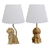 Dog Lamp with White Linen Shade Cute Room Decor White Dog Table Lamp 17.7inch for Living Room Unique Aesthetic Home Room Decor