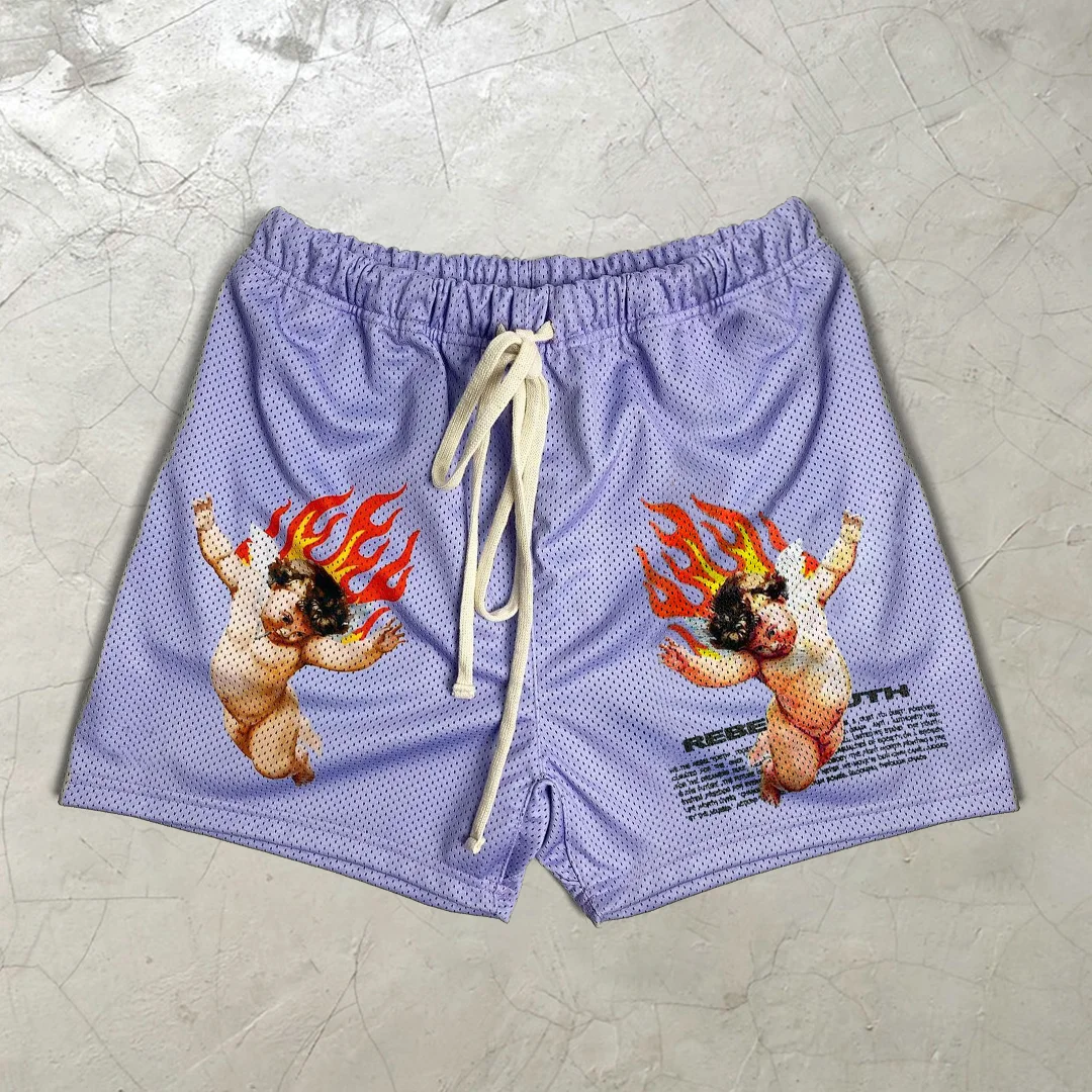 Casual personality sports angel print ball pants