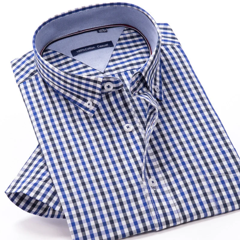 Men's Button Sleeve Plaid Cotton Casual Shirts【Buy 2 Free Shipping!!!】
