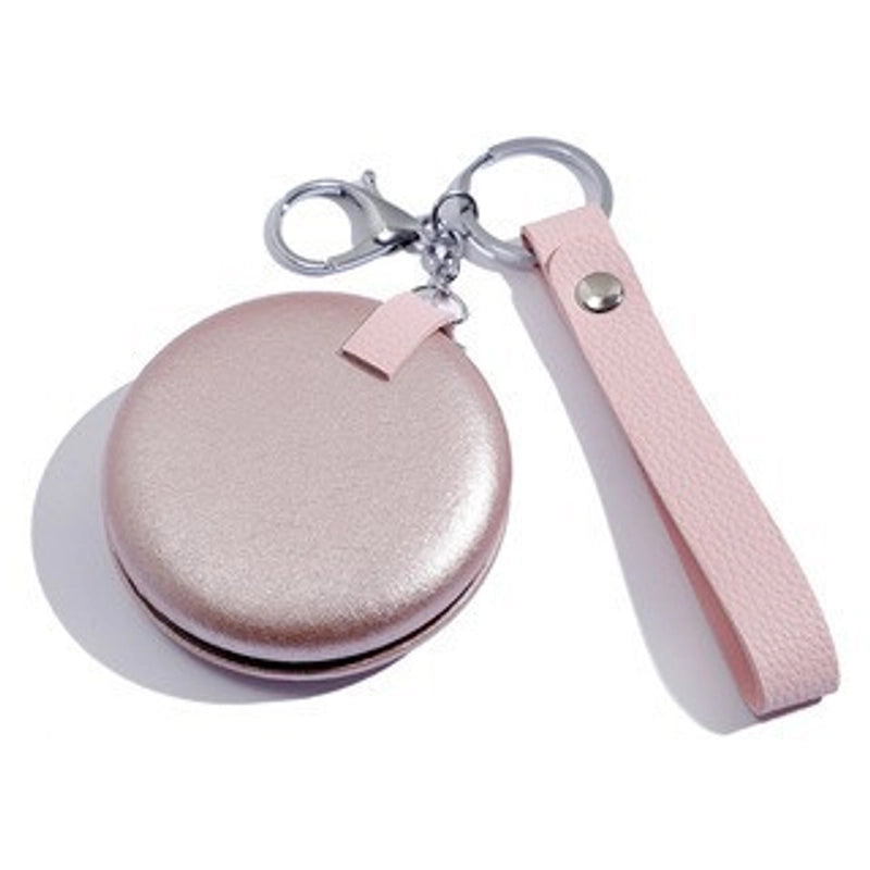 New Portable Metal Foldable Double-sided Mirror Pu Matte Mini Mirror