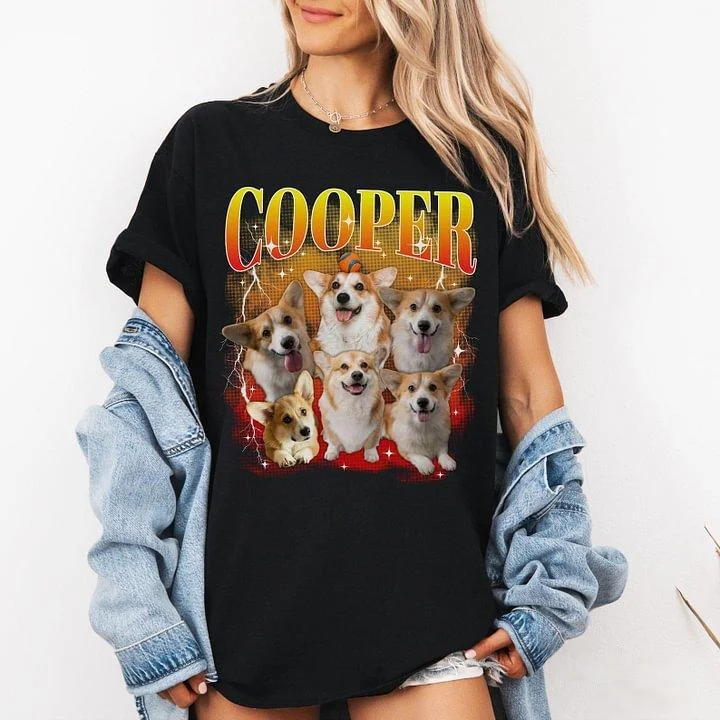 Custom Vintage Portrait Tee & Hoodie With Pet Photo & Name