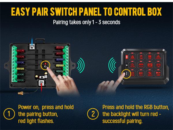 Product Introduction of Partsam 265 Ft Wireless RGB 12 Gang Switch Panel for Cars Offroad Truck RV ATV UTV Boat Led Lights 4