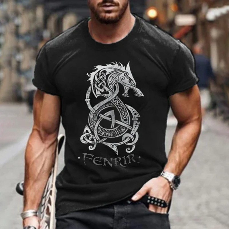 Men'S Viking mit Wild-Fenrir Graphic T Shirt