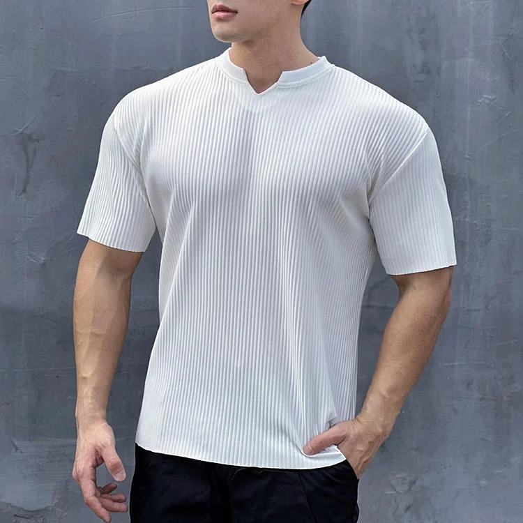 Men's V-Neck Short Sleeve Muscle Athletic Workout T-Shirts