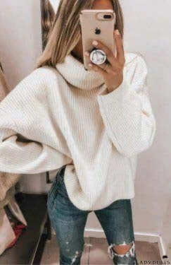 Casual easy turtlenecck sweater knitted sweater