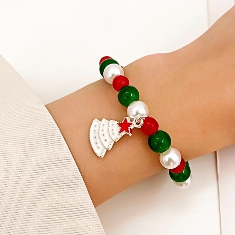 Cute Christmas Hat Elk Beaded Alloy Plating Women’s Bracelets