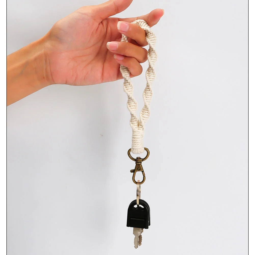Dvacaman INS Macrame Twisted Keychain For Women Boho Handmade Key Holder Keyring Macrame Bag Charm Anti-lost Jewelry Accessories
