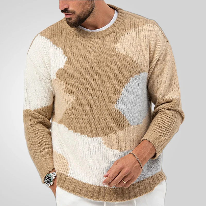 Uveng Uveng Men's Casual Men's Acrystic Knitted Shirt Fashion Round-Neck Long-Sleeved Sweater SY0201