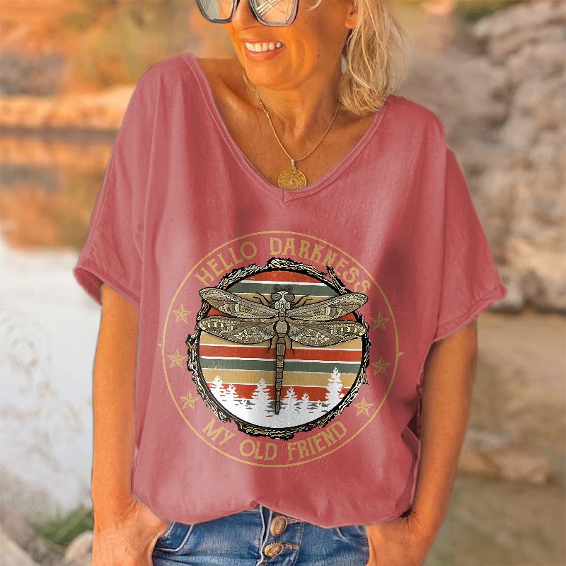 Hello My Darkness My Old Friend Printed Hippie T-shirt