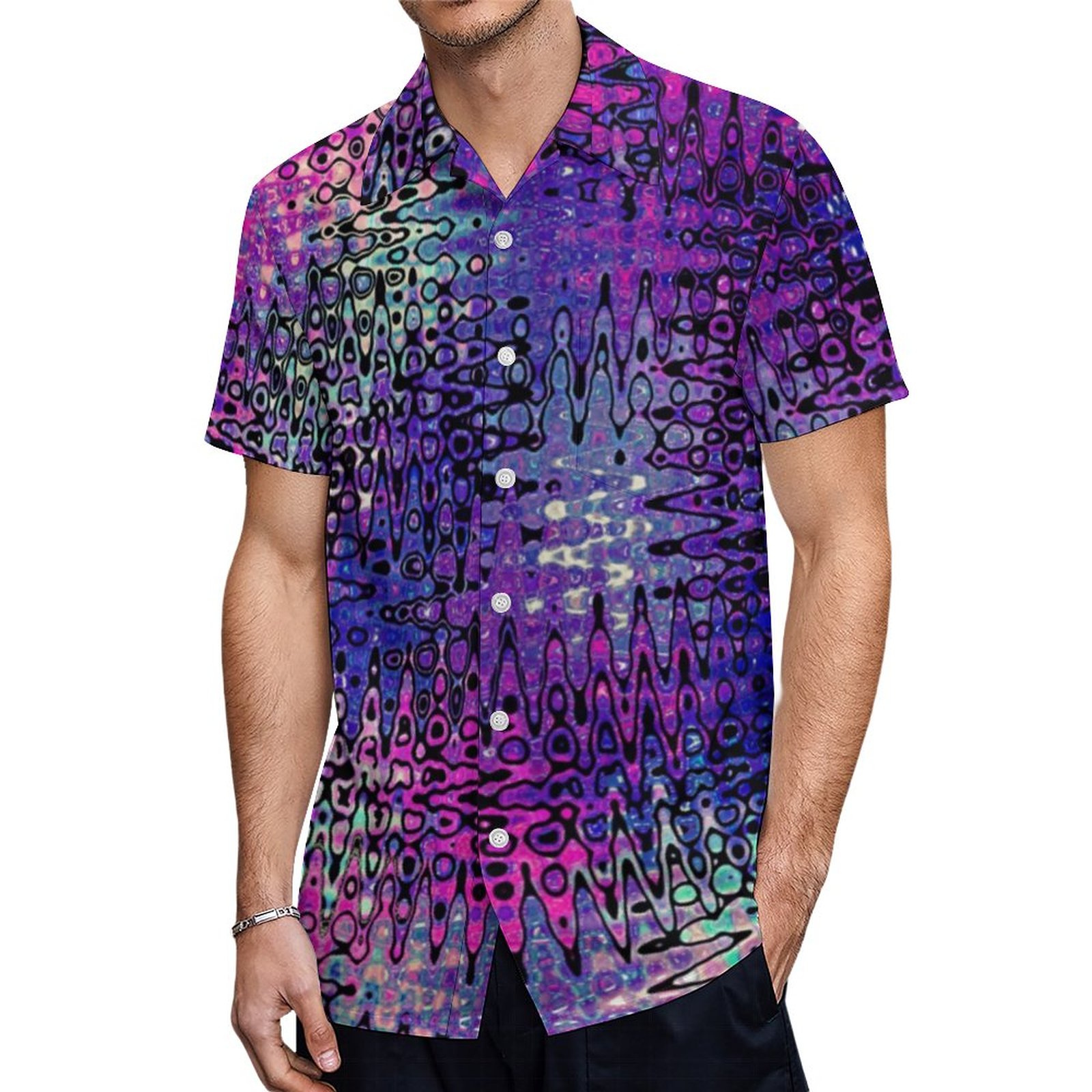 Bootyliscious Liquid Star Flowers Hawaiian Shirt Mens Button Down Plus Size Tropical Hawaii Beach Shirts
