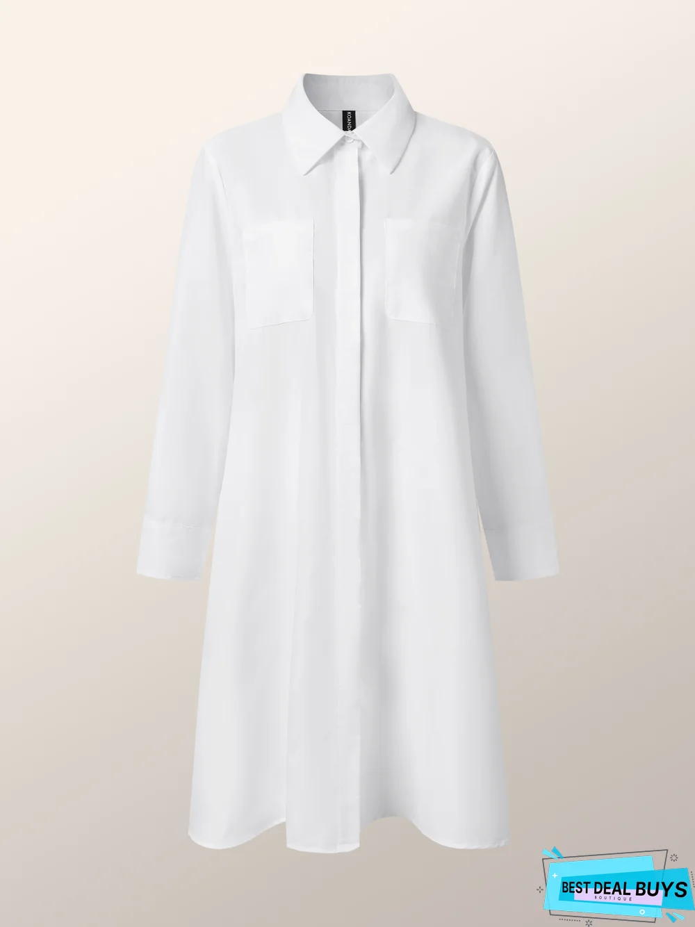 Shirt Dress Long sleeve Plain Simple Dress
