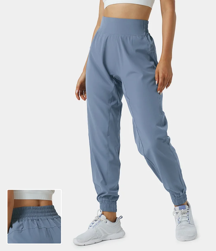 High Waisted Elastic Waistband Casual Joggers