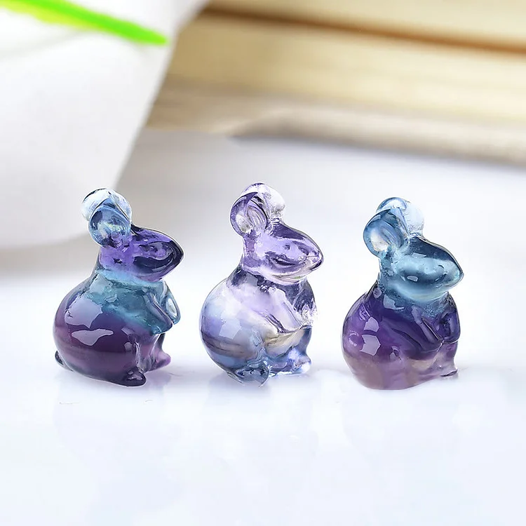 Olivenorma Natural Color Fluorite Mini Rabbit Gemstone Decoration