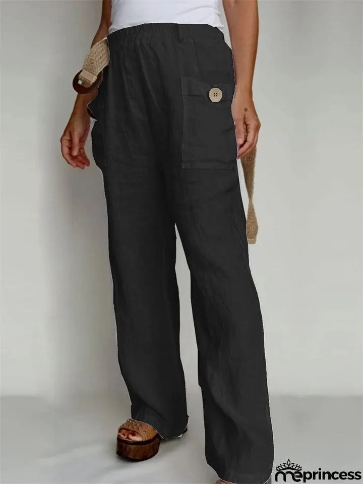 Ladies Summer Pure Color Daily Wear Comfy Trousers