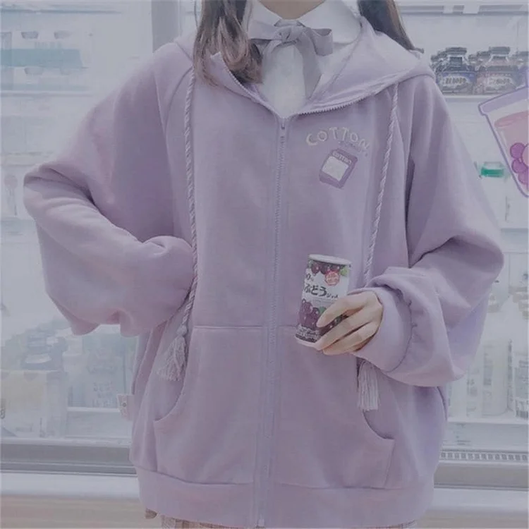 Pink/Purple/Blue Cute Ear Cap Hoodie Coat SP14928
