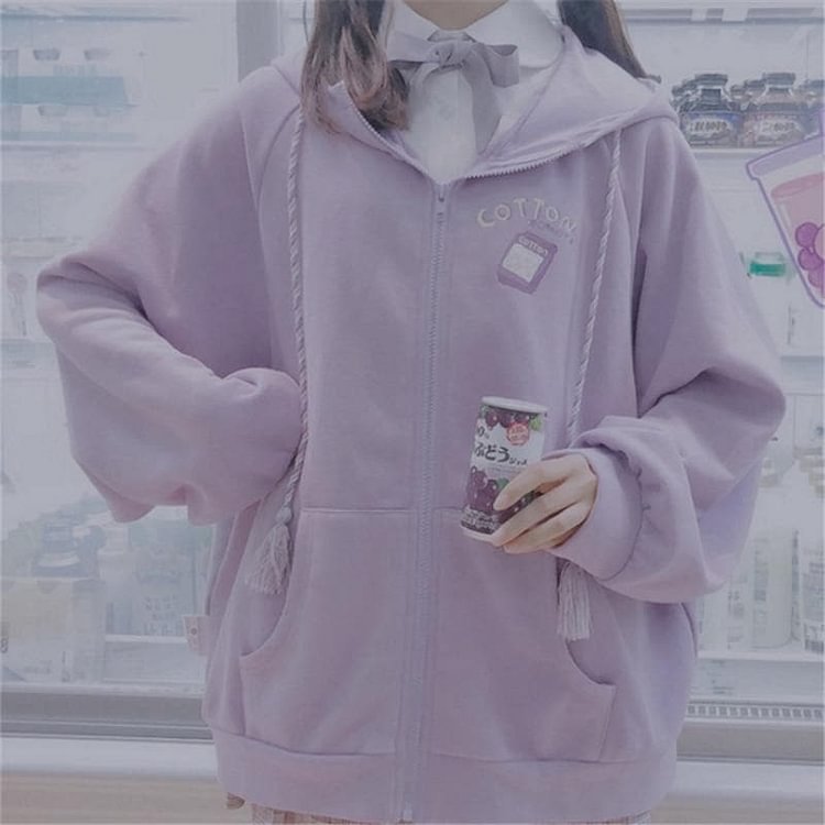 Pink/Purple/Blue Cute Ear Cap Hoodie Coat SP14928
