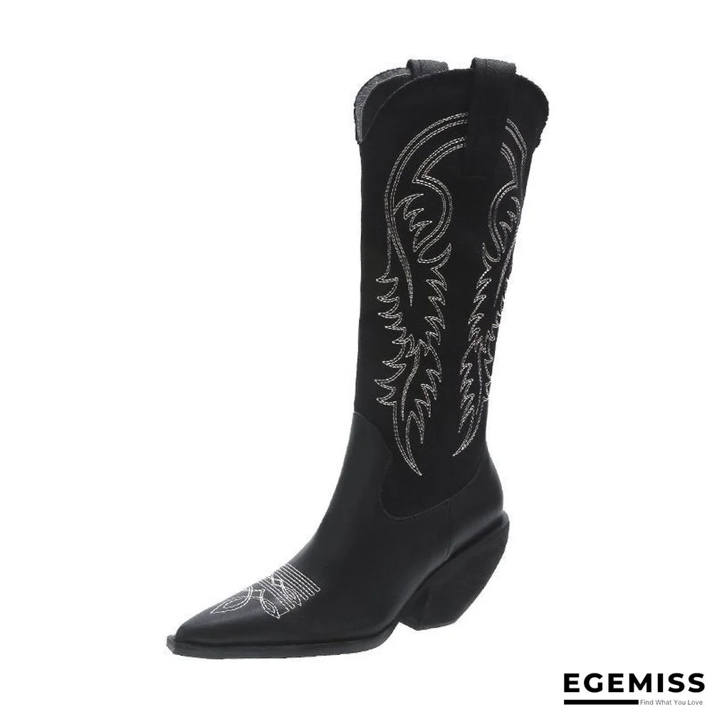 Autumn and Winter New Leather Boots European and American Wind Arrow Embroidered High-barrel Boots. | EGEMISS
