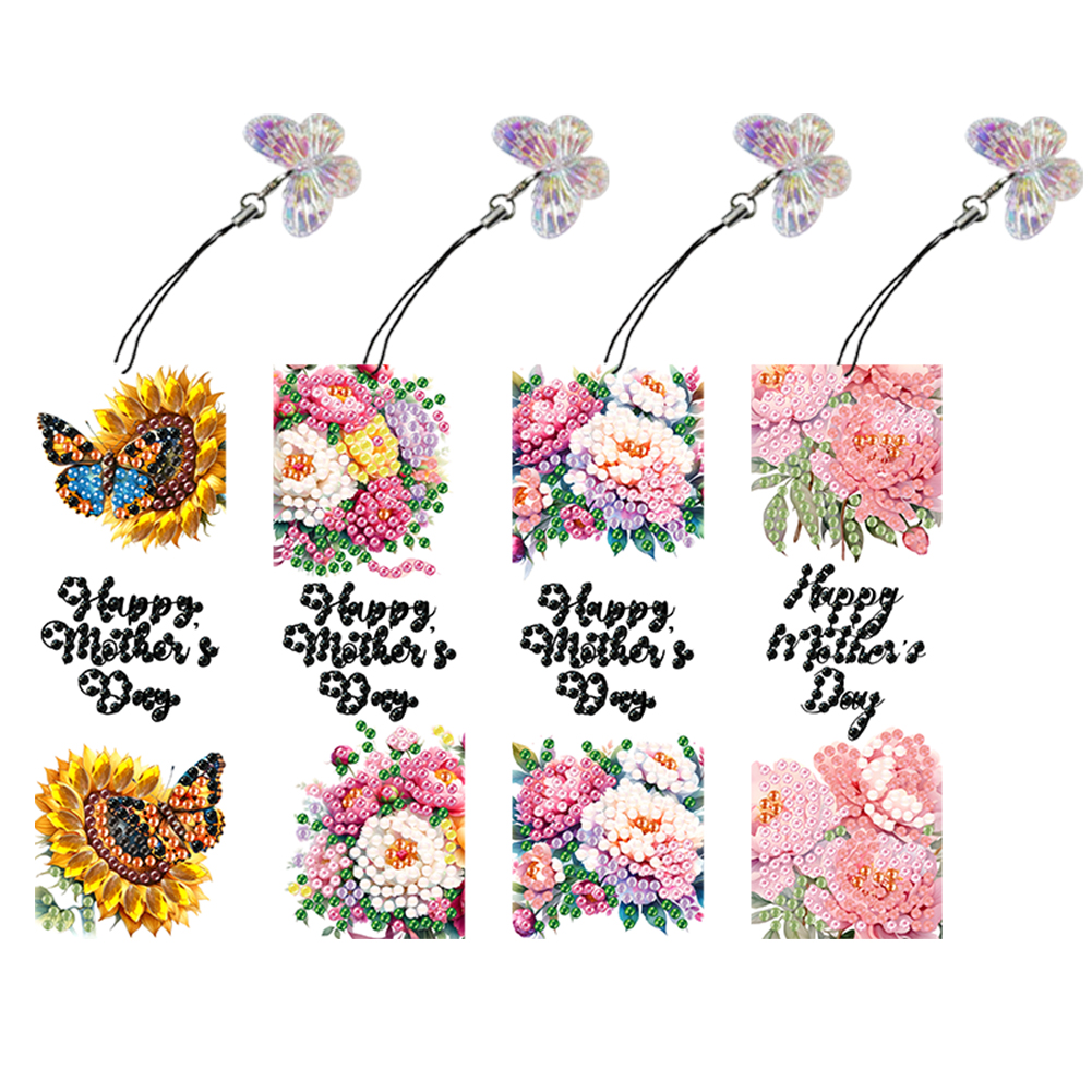 4Pcs Mother s Day Special Shape Diamond Art Bookmark with Pendant for Book Lover