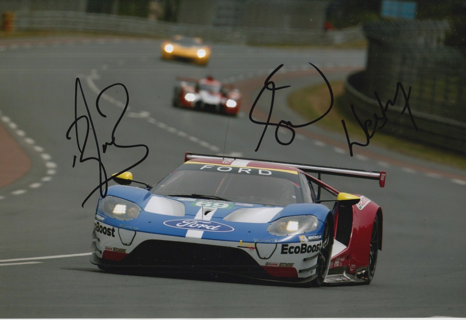 Briscoe, Dixon, Westbrook Hand Signed Ford GT Le Mans 2017 12x8 Photo Poster painting 5.