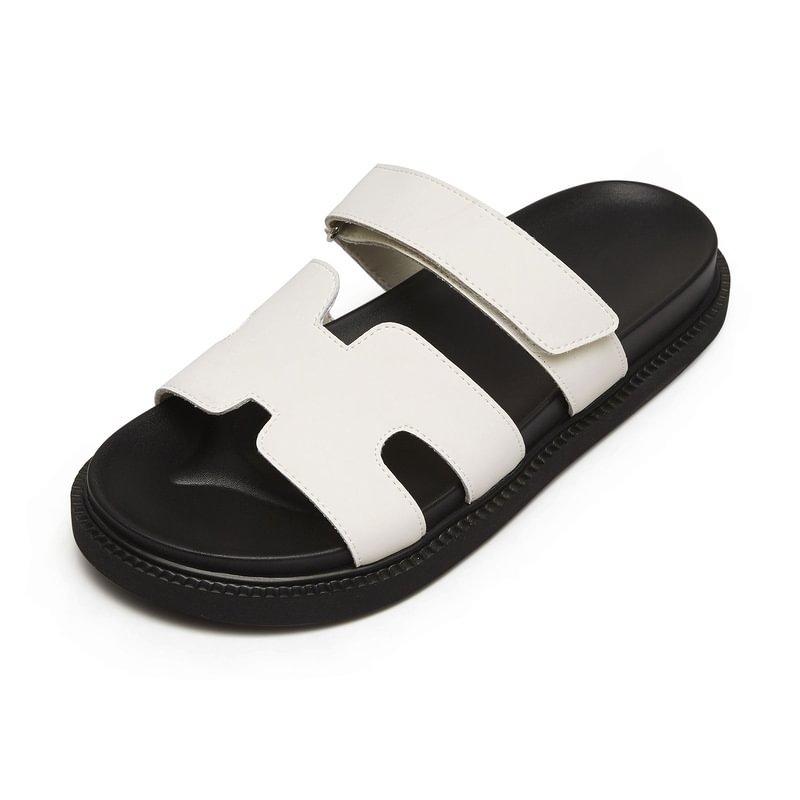Women's H-Slippers Summer Outerwear Thick Soled Fashion Velcro Beach Shoes-vocosishoes