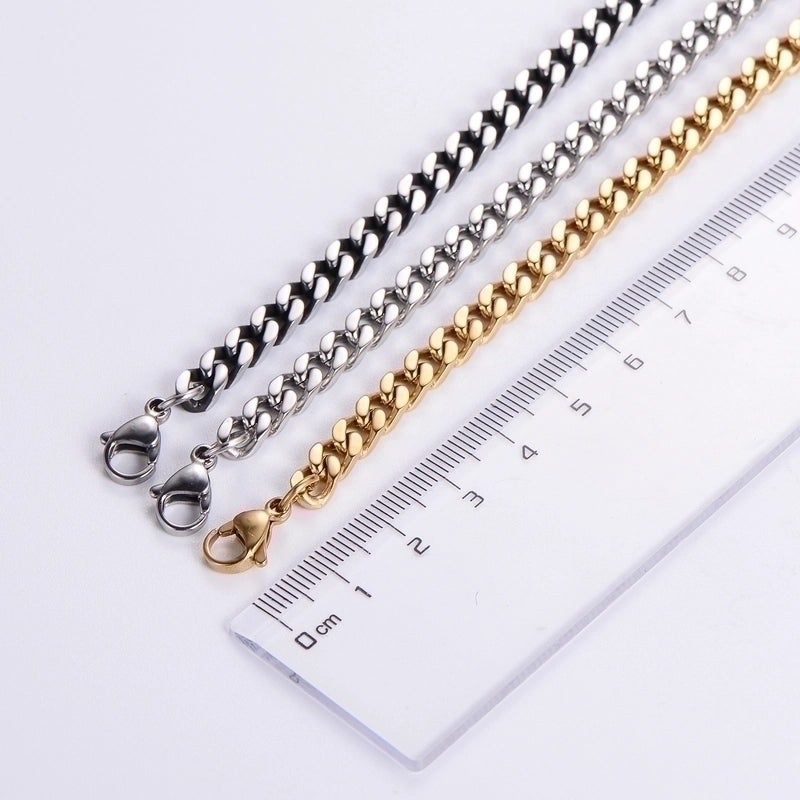 3 Pieces 304 Stainless Steel Hip-Hop Rock Polishing Plating Solid Color Long Necklace