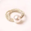 Cream White Weave Pearl Catering Napkin Ring