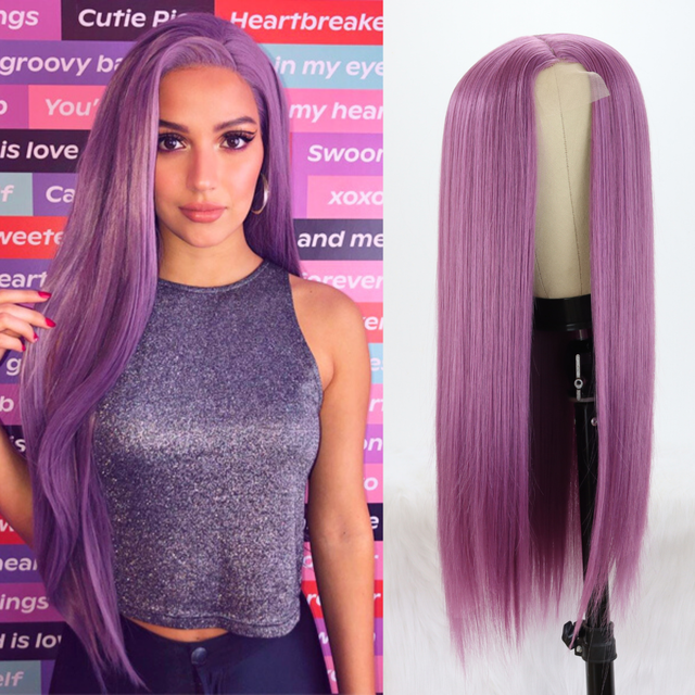 Zaesvini Hair®|Lace Wig Long Straight Hair Dark Purple Wig Zaesvini