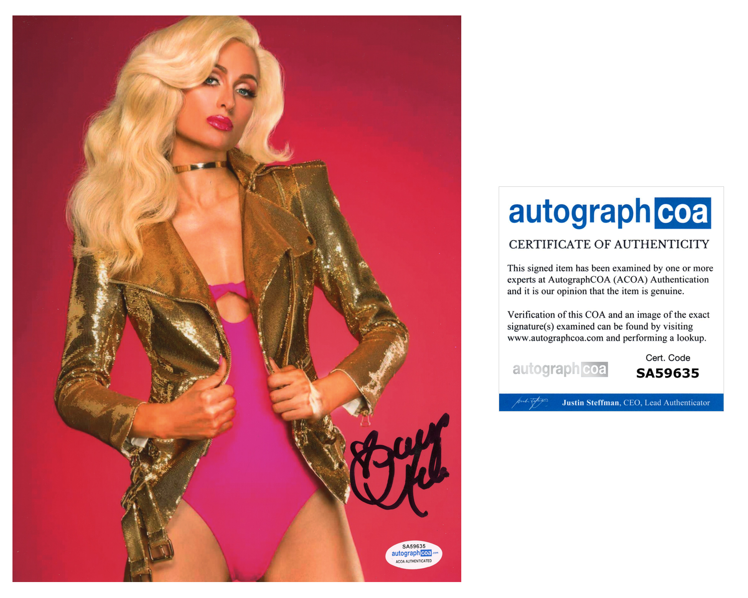 Paris Hilton Signed Autographed 8x10 Photo Poster painting Sexy Model ACOA COA