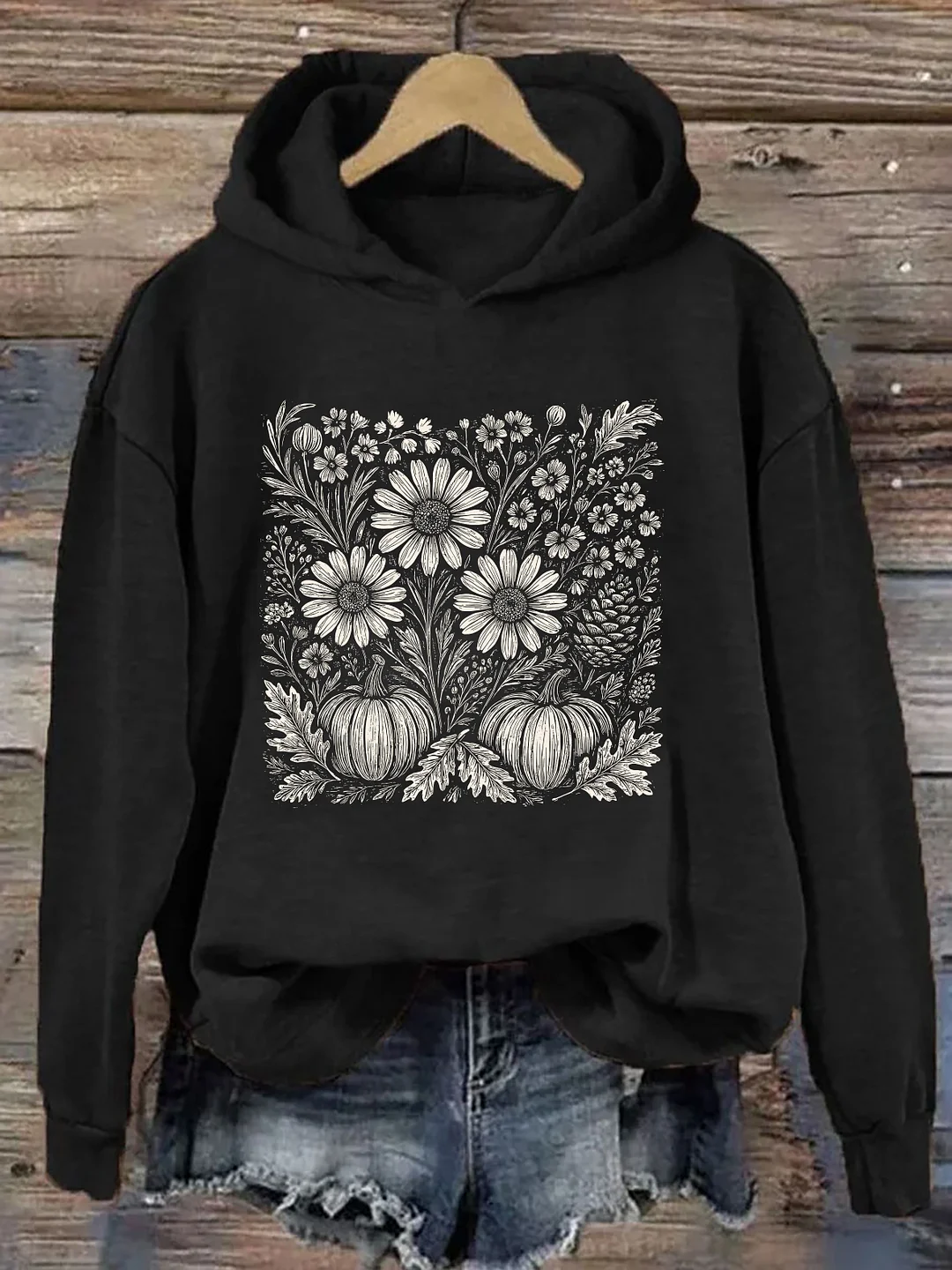 Boho Fall Floral Hoodie