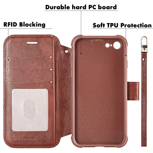 VANAVAGY iPhone SE 2022/iPhone SE 2020 Wallet /iPhone 8/iPhone 7 Wallet Case 4.7 inch