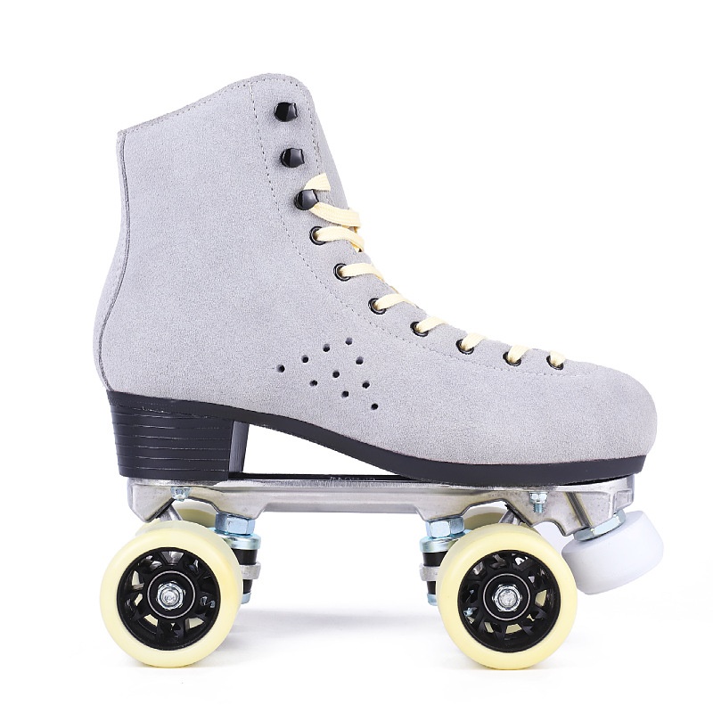 Gray Suede Roller Skates