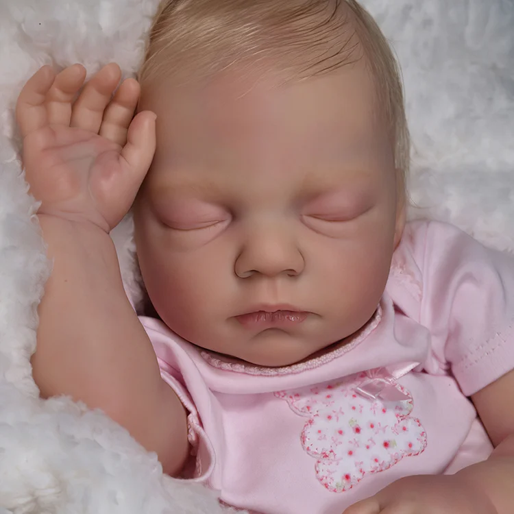 [New Series]17" Lifelike Handmade Soft Cloth Body Reborn Asleep Girl Doll Named Marrim Rebornartdoll® RSAW-Rebornartdoll®