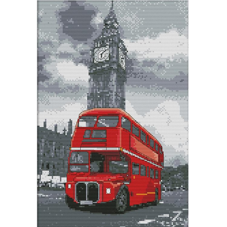 Joy Sunday - Bus - 14CT 2 Strands Threads Printed Cross Stitch Kit - 38x28cm(Canvas)