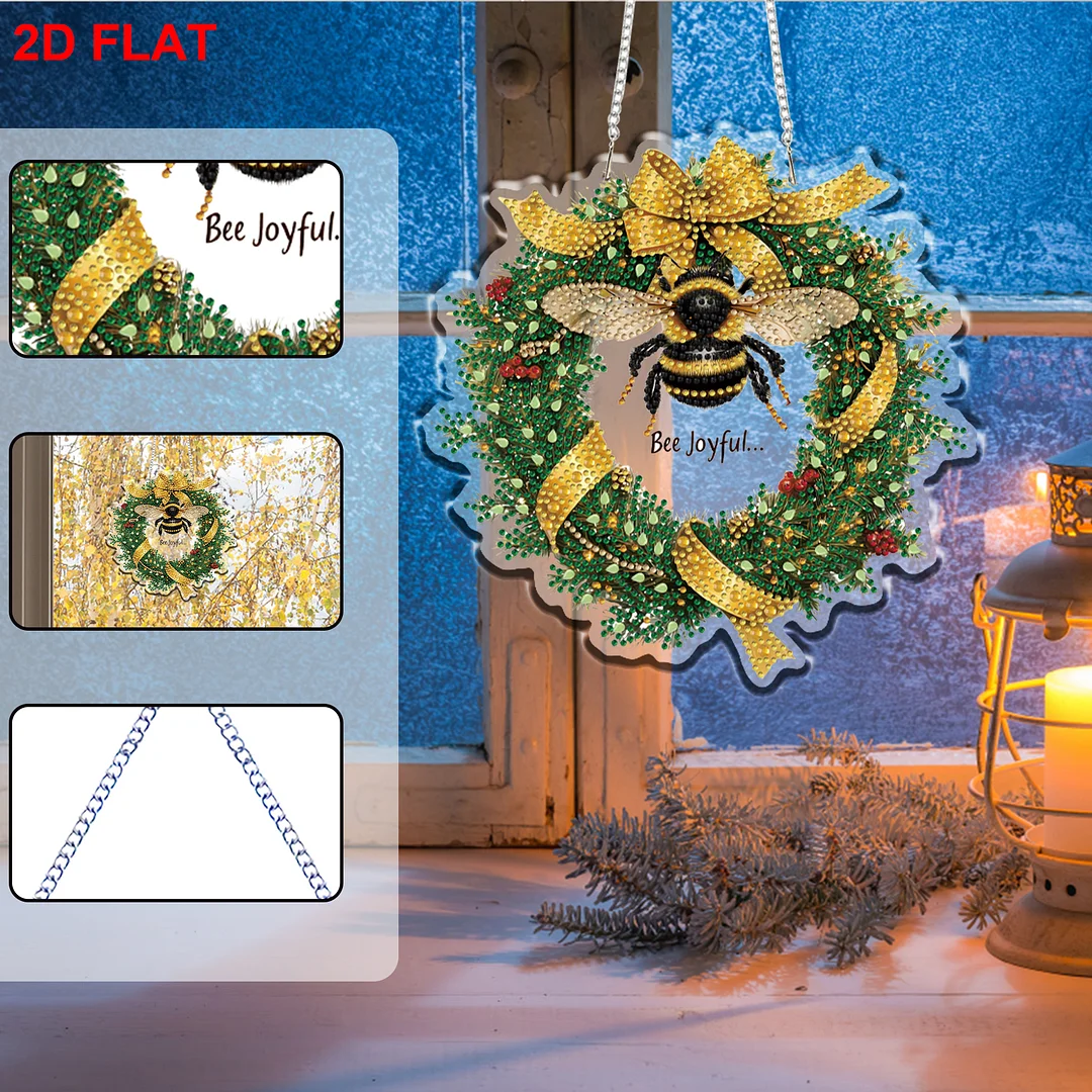 Bee 2D/Flat DIY Acrylic Special Shape Hanging Diamond Art Kits Wall Door Decor