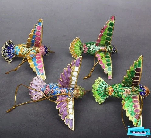 Cloisonne Copper Bodied Kingfisher Hummingbird Pendant Filigree Christmas Tree Pendant Collection