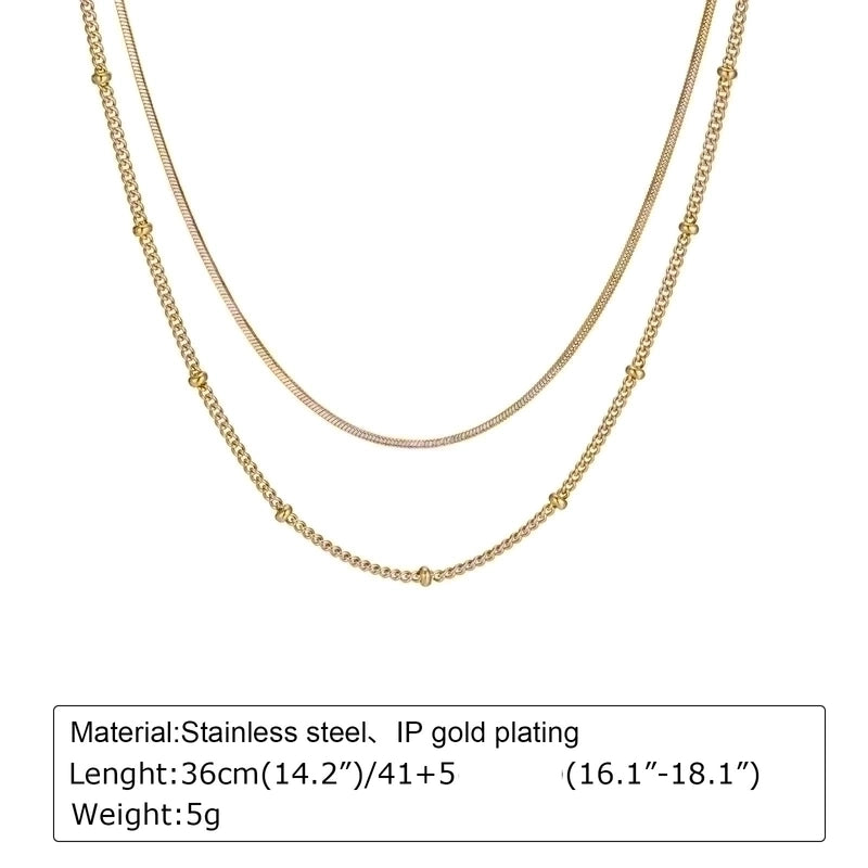 201 Stainless Steel IG Style Minimalist Plating Solid Color Double Layer Necklaces