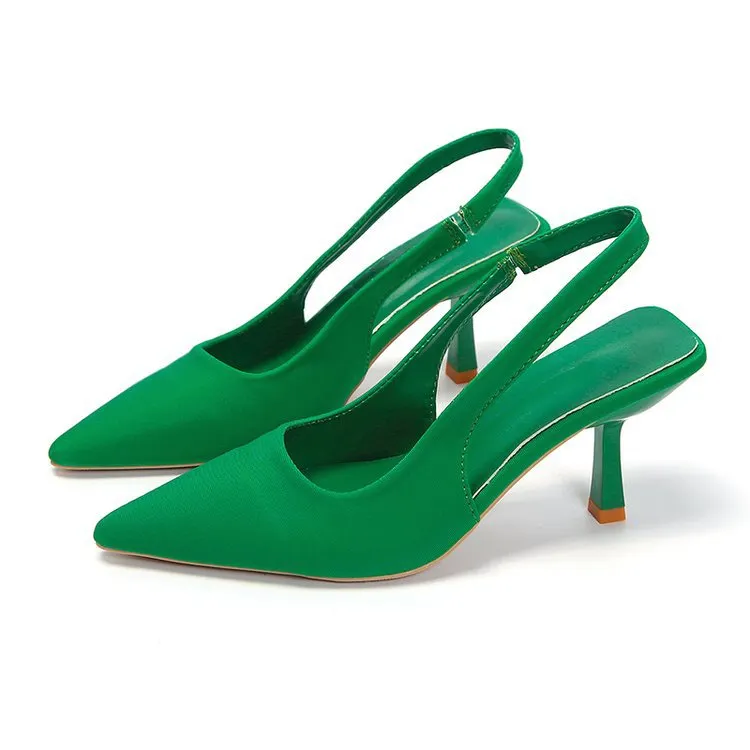 Uveng Uveng Spring And Summer New Pointed Thin Heel High Heel Shoes After Empty Head Sandals Fairy Wind With Skirt High Heels
