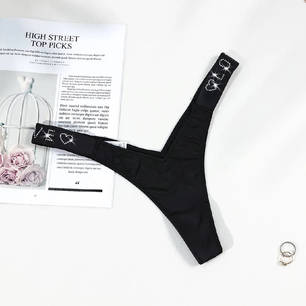Athvotar Athvotar Water Drill English Letter Loose With Sexy Trousers T Trousers Comfortable Ice Silk Thongs Ladies Trousers