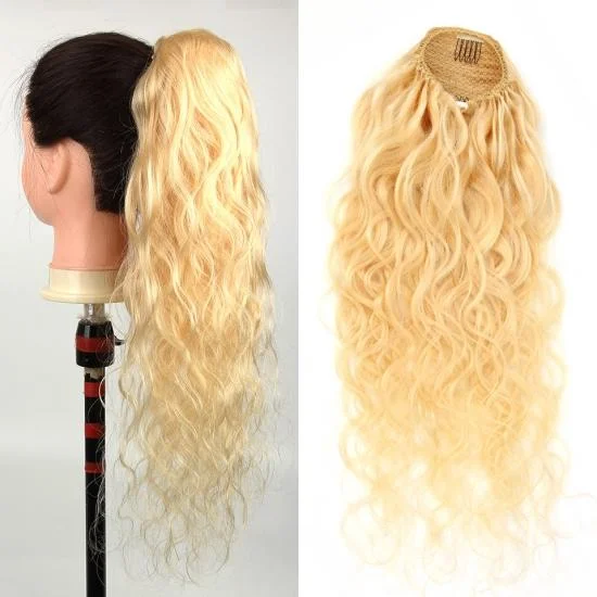  Yvonne 613 Blonde Body Wave Drawstring Ponytail Human Hair Clip In Extensions 1 Piece 