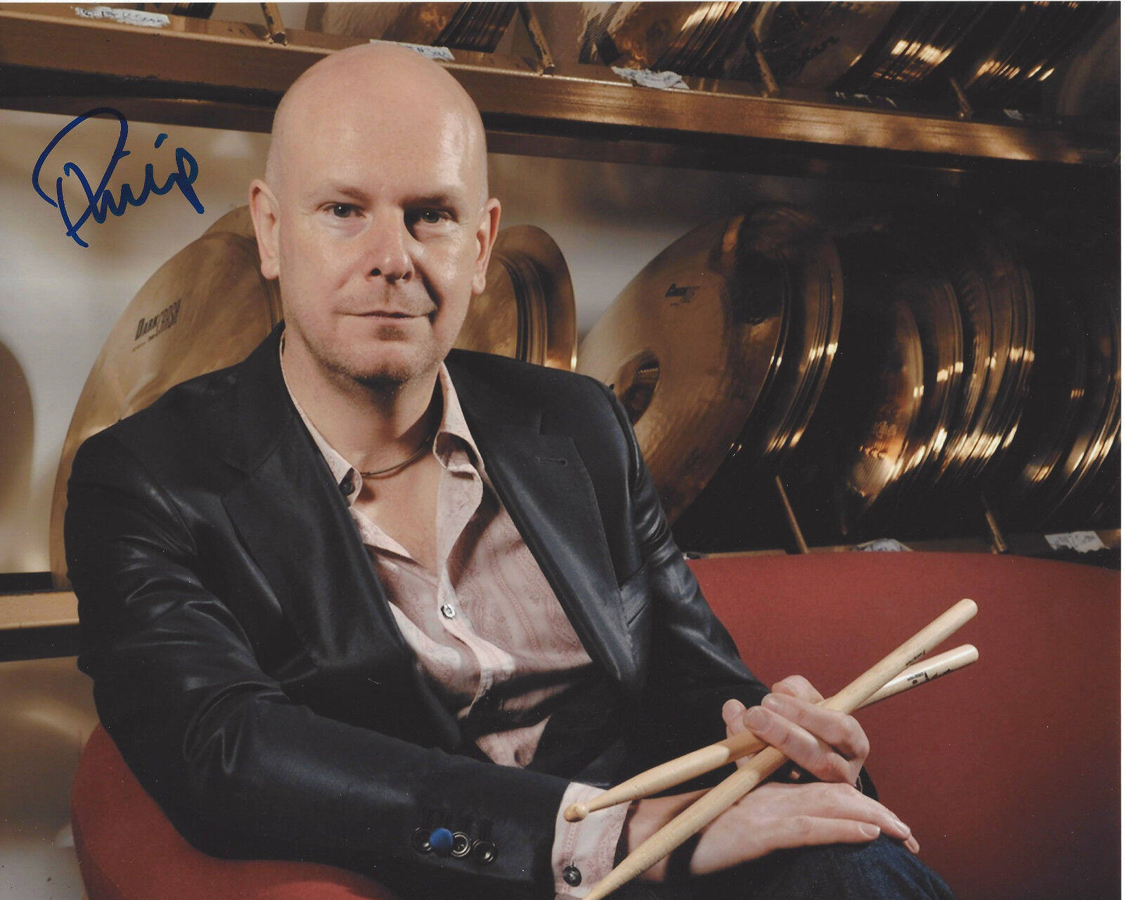 PHILIP SELWAY RADIOHEAD DRUMMER SIGNED AUTHENTIC 8X10 Photo Poster painting C w/COA PROOF DRUMS