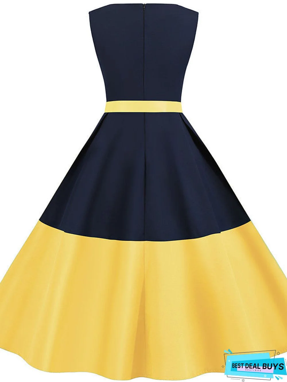 Women's A Line Dress Knee Length Dress Sleeveless Print Patchwork Summer Vintage Black Yellow Blushing Pink Green