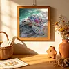 Beach Shimmering Beaded Turtle Special Shaped 5D DIY Partial Drill Diamond Painting Kits for Adults Beginners Home Decor Diamonds Dots Gem Art Kits 11.81 X11.81inch