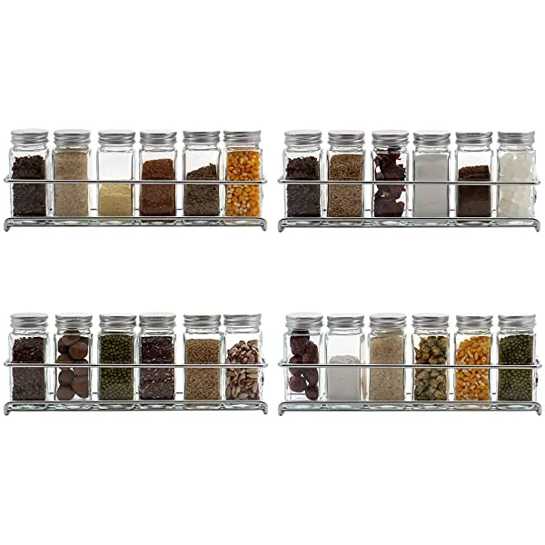 kjsSpice Rack Organizer Wall Mounted 4-Tier Stackable Hanging Spice Jars  Storage