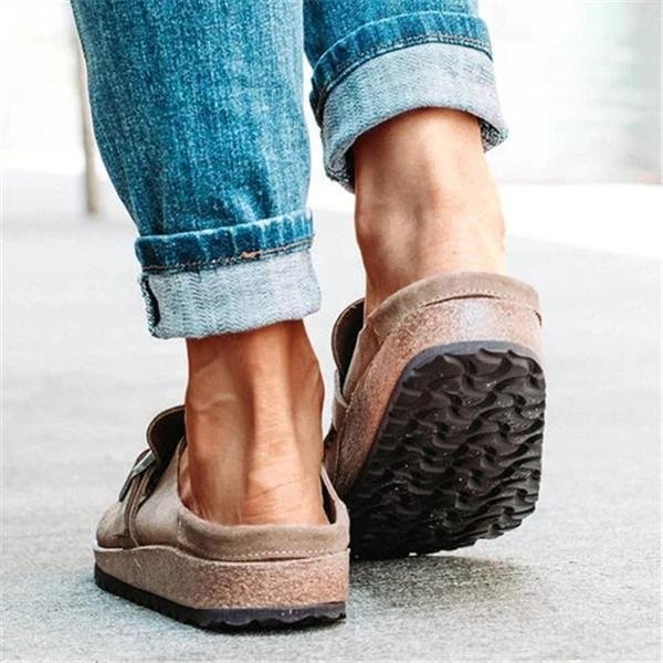 prettyava women casual comfy leather slip on sandals