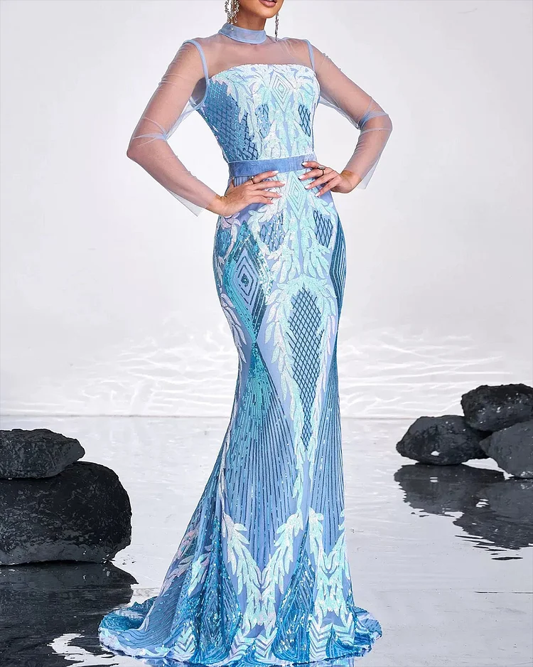 Women's Mesh Sequin Dress