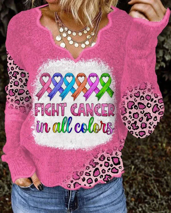 Breast Cancer Print Knit Tops
